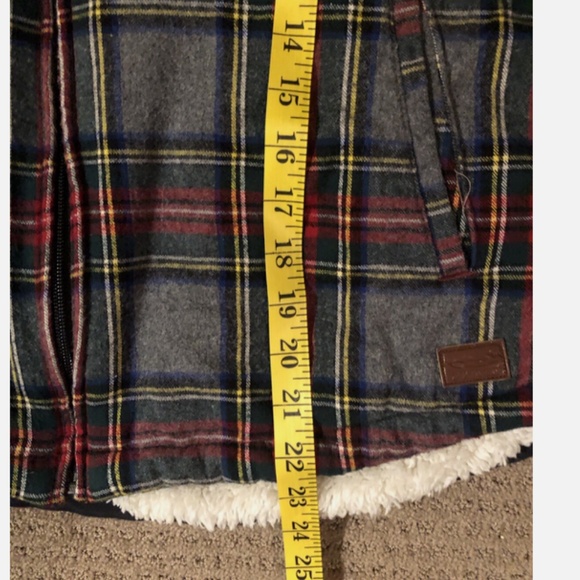 LL Bean Gray Plaid Sherpa Lined Full Zip Flannel Relaxed Fit Shacket Women's XS - Picture 4 of 12